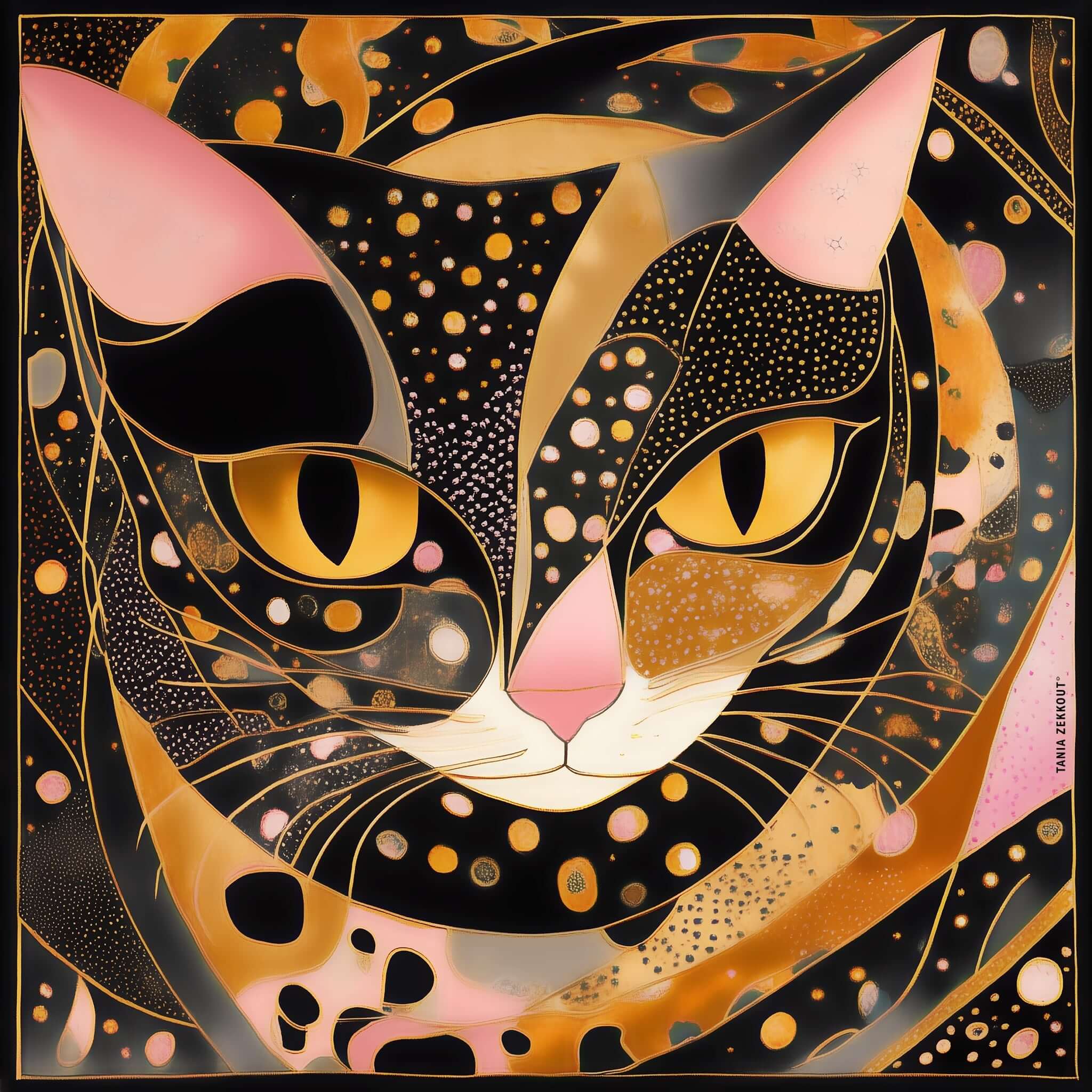 LumiSyne Foulard En Soie Carré Pour Femme – Imprimé Art Abstrait Et Animaux, Léger, Doux Et Élégant – Parfait Comme Écharpe, Bandeau Ou Accessoire